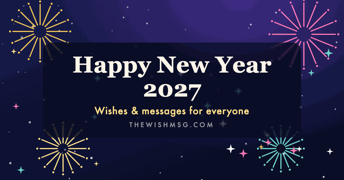 Happy New Year 2027 wishes with gold fireworks